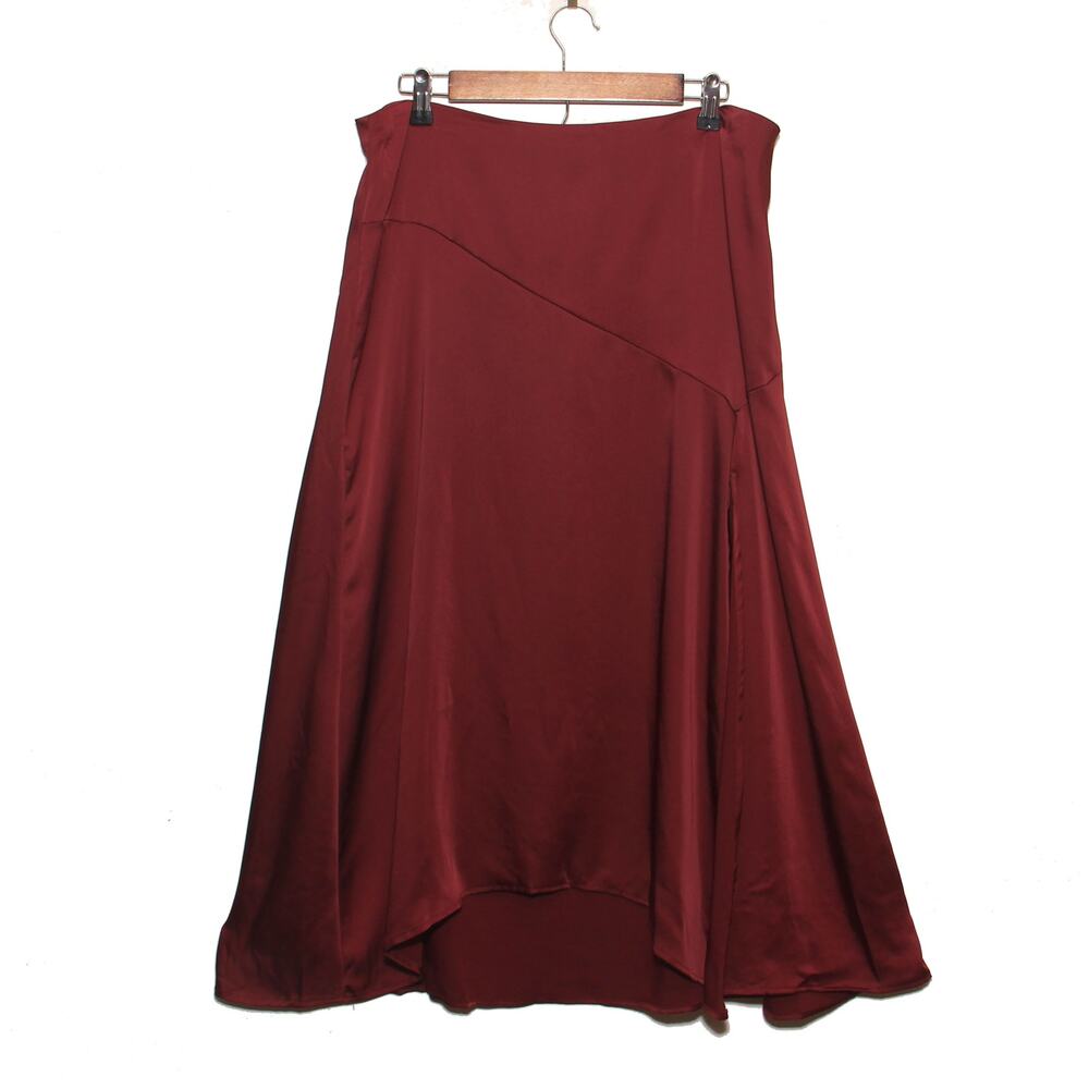NEW Future Collective A-Line Midi Skirt with Slit Size Large Satin